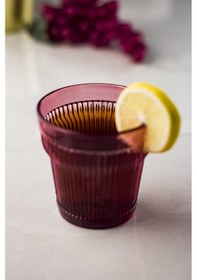 Resim Akrilik Mürdüm 6'lı Kısa Bardak & Su Meşrubat Kahve Yanı Bardağı 300 ml ( Cam Değildir) 