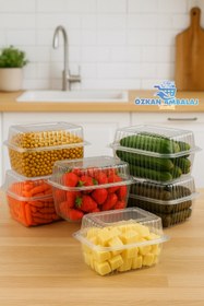 Resim Özkan Ambalaj Temizlik Kullan At Tek Kullanımlık Plastik Kapaklı Kase / Sızdırmaz Kap Yüksek Kapak 1000 Cc 25 Adet 