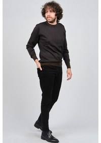 Resim Woolman Erkek Desenli Bisiklet Yaka Yün Kazak 1572010 Kahverengi Kahverengi Beyaz 