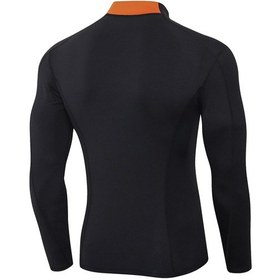 Resim Padalink Erkekler İçin Yüksek Esnekli Kli Halka Yaka Hızlı Kuruyan Spor Tişört Siyah-turuncu L Beden Portakal 