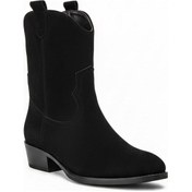 Resim Siyah Süet Kadın Topuklu Bot 640.3412 Siyah 