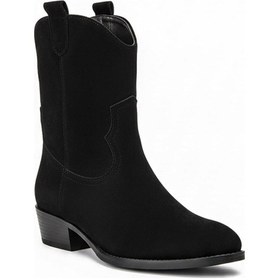 Resim Siyah Süet Kadın Topuklu Bot 640.3412 Siyah 