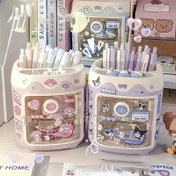 Resim Hello Kitty & Kuromi Büyük Masa Düzenleyici - Makyaj Fırçaları & Kırtasiye için Çok Fonksiyonlu Kalemlik, Dayanıklı PVC, Hayranlar için Mükemmel Hediye 