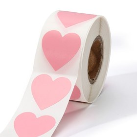 Resim 500 adet Pembe Kalp Etiket Rulosu, Kendinden Yapışkanlı Parlak Bitiş, Nakışlı Aşk Temalı Kağıt Etiketler Sevgililer Günü için, Zarf Mührü, Pişirme Ambalajı, Ahşap Yüz Dekoru 