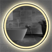 Resim Global Led Mirror 45 cm Kumlamalı Ledli Yuvarlak Ayna Banyo Aynası Dekoratif Ayna Boy Ayna Salon Duvar Ayna 