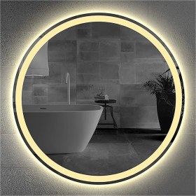 Resim Global Led Mirror 45 cm Kumlamalı Ledli Yuvarlak Ayna Banyo Aynası Dekoratif Ayna Boy Ayna Salon Duvar Ayna 