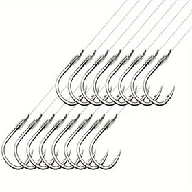 Resim 20 Adet Premium Karbon Çelik Balıkçılık Kancaları Önceden Bağlanmış İple - Avcılık & Balıkçılık İçin İdeal 