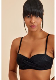 Resim Amarelle Bali Siyah Balenli Dolgulu Straplez Push-up Bikini Takım Siyah 
