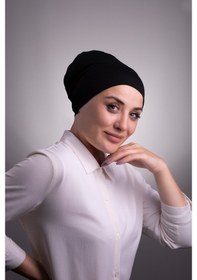 Resim Halven Siyah Pratik Hazır Geçmeli Iç Bone Viskon Kumaş Dikişsiz 3003_01 Siyah 