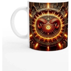 Resim Koç Burcu Baskılı Kahve Kupası - Zamanın Çarkları Astroloji Mekanizması Vs1 