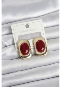 Resim Bordo Renk Kare Model Vintage Kadın Küpe - Tj-bkp11658 Diğer 