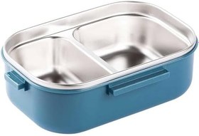 Resim Bölmeli Paslanmaz Çelik Saklama Kabı Sızdırmayan Beslenme Kabı 0,85 Lt. - Yeşil/Sarı 