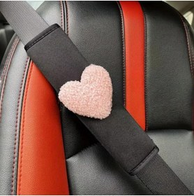Resim merdümek 1 adet teddy kalp pembe emniyet kemeri kılıfı - araç koltuk emniyet kemeri kılıfı - omuz koruyucu 
