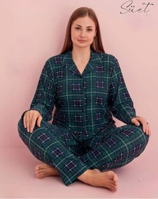 Resim Pijamerry Kadın Büyük Beden Gömlek Yaka Süet Uzun Kol Pijama Takımı 5259- 1 Adet 001 