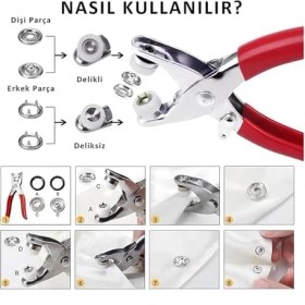 Resim 9,5 mm Metal Çıtçıt Düğme ve Seti – 25'li Dayanıklı Perçin Çıtçıt Takım – El Işi, Dikiş, Bebek Kıyafeti, Çanta ve Tekstil Için Uygun Düğme Seti 