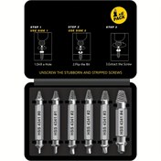 Resim 6 Adet Metal Hasarlı Vida Çıkartma Seti, Stripped Vidalar, Somunlar ve Cıvatalar için Manuel Matkap Ucu Aletleri, Paslı ve Kırık Donanımın Kolay Kaldırılması, Güç Gerekmez, DIY ve Ev Tamiri için İdeal 