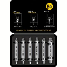 Resim 6 Adet Metal Hasarlı Vida Çıkartma Seti, Stripped Vidalar, Somunlar ve Cıvatalar için Manuel Matkap Ucu Aletleri, Paslı ve Kırık Donanımın Kolay Kaldırılması, Güç Gerekmez, DIY ve Ev Tamiri için İdeal 