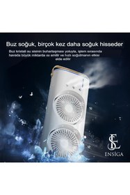 Resim GoMarkt Şarjlı Kumandalı Çift Fanlı Işıklı Su Püskürtmeli Buzlu Nemlendiricili Döner Serinletici Vantilatör 
