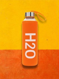 Resim H2o Kılıflı Cam Matara 750 Ml Turuncu 