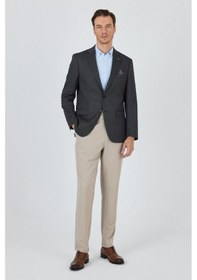 Resim İmza Siyah Mono Yaka Armürlü Tam Astar Esnek 6 Drop Comfort Fit Classic Ceket 1002250153 Siyah 