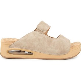 Resim Muya Beso Anatomik Air Max Tabanlı Topuk Dikeni Kadın Terlik Krem 