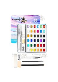 Resim Tablet Sulu Boya 36 Renk Teneke Kutu 1 Paket 36 Lı Taş Sulu Boya Çıkarılabilir Tablet Suluboya Resim Hobi Sanat 