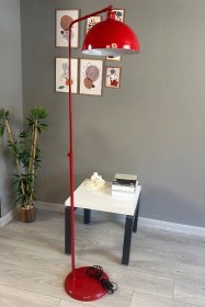 Resim Kırmızı 6933 Lambader Hareketli Başlık Modern Dekoratif Metal Oturma Odası Çalışma Odası Zemin Lambası Kırmızı 