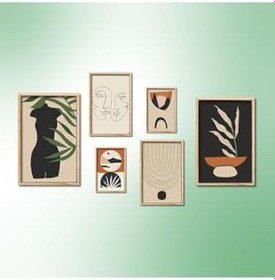 Resim GAAGART 6'lı Ahşap Lamine Çerçeveli Mdf Tablo Seti Modern Vücut Silüeti 30 x 40 gartNM2822 