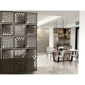 Resim Kayasan Ahşap Kayasan ® Lazer Kesim Sarkıt Paravan, Ahşap Seperatör, Oda Ayırıcı 4'lü Panel Levha Seti 