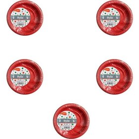 Resim My-ebi Kırmızı Renkli Parti Davet Plastik Tabak - 17 Cm. - 25 Adetlik 10 Paket Kırmızı 