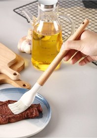 Resim Morponi Silikon Fırça Bambu Saplı Silikon Yumurta Fırçası Kremrengi 1 Adet 