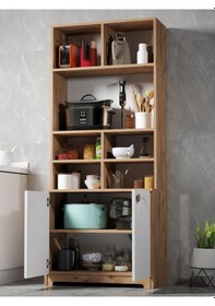 Resim Bohem Çok Amaçlı Kiler Mutfak Dolabı - Beyaz N Çizgili Model Beyaz N Çizgili Model Diğer 