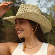 Resim 1 adet Vintage Batı Tarzı Hasır Güneş Şapkası - Braided Ribbon ile, Nefes Alabilir, El Yapımı, Geniş Kenarlı, Açık Hava Aktiviteleri, Plaj, Balıkçılık ve Rahat Giyim için, Dış Mekan Aksesuarları | Vintage Tarzı Şapka | Dokulu 