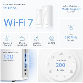 Resim TP-LINK Deco BE85 BE19000 Üç Bantlı (1-PAC) Tüm Ev Mesh Wi-Fi 7 Sistemi 
