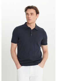 Resim AC&Co / Altınyıldız Classics Erkek Lacı %100 Pamuk Standart Fit Normal Kesim Polo Yaka Triko Tişört Lacı 