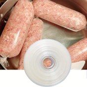 Resim SISCCI Plastik Sosis Kılıf Rulosu, 50mm Genişlik 32mm Çap için, Yüksek Sıcaklığa Dayanıklı, Şeffaf, Gıda İletişim Güvenli, Ev Yapımı Sosis Yapım Aletleri için Çeşitli Uzunluk Seçenekleri 