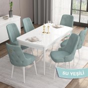 Resim Canisa Concept Mdf Are Serisi 80 x 132 cm Açılabilir Üst Kalite Yemek Mutfak Masası Takımı 6 Sandalyeli 