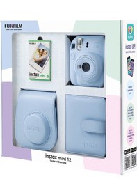 Resim Fujifilm Instax Mini 12 Fotoğraf Makinesi + 10'lu Film Kare Albüm + Deri Kılıf Mavi 