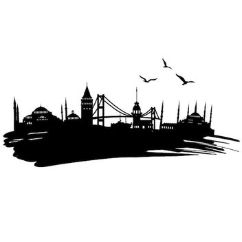 İstanbul Silueti Temalı Oto-motor-laptop-duvar-dekor Tip 1 30 X 15 Cm