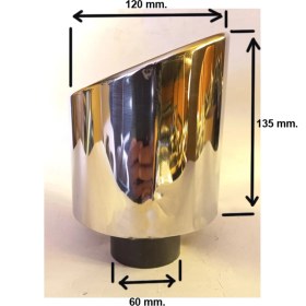 Resim Egzozcum 120 Mm. Eğimli Kesim Yuvarlak Çıkış Paslanmaz Krom Sessiz Eksoz Ucu 1 Adet 