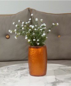 Resim Vazoda Beyaz Yapay Çiçek Dekoratif Altın Renkli Poliresin Vazo Dahil 5 x 5 x 12 CM 