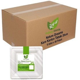 Resim Supertrend Doğaya Dönüşümlü Kare Karton Tabak 20cm 6 Adet X 48 Paket Koli 