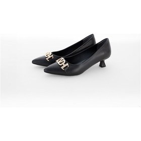 Resim Kadın Sivri Burun Kısa Topuklu Ayakkabı - Siyah Siyah Cilt 