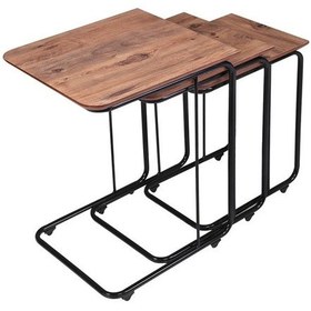 Resim TEKERLEKLİ C ZİGON SEHPA, CEVİZ DESENLİ 