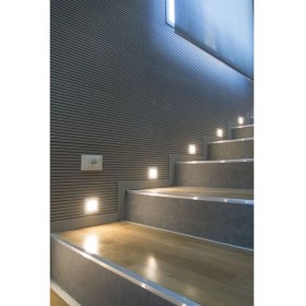 Resim Mat Siyah Krom Kasa 3 Watt Kare Sensörlü Beyaz Işık Iç Mekan Merdiven ve Basamak Armatürü 