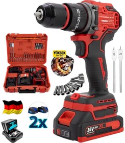 Resim DYNAMİC MAX ALMAN ŞARJLI 980F KÖMÜRSÜZ MOTOR ÇELİK MANDREN AKÜLÜ DARBELİ MATKAP 10MM VİDALAMA KIRMIZI 