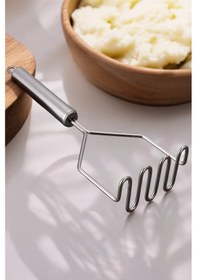 Resim Lüks Paslanmaz Metal Patates Ezici 24 Cm Patates Ezici Püre Yapıc 