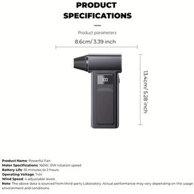 Resim Dashanshop Siyah Siyah Şarj Edilebilir Taşınabilir Jet Kurutucu Hızlı Şarj Usb-c Fırçasız Motorlu Çok Amaçlı Üfleyici Fan 
