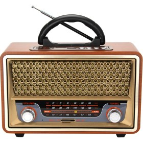 Resim FM Radyo Nostaljik Görünümlü Ahşap Radyo Bluetooth Hoparlör Meier M-157BT 