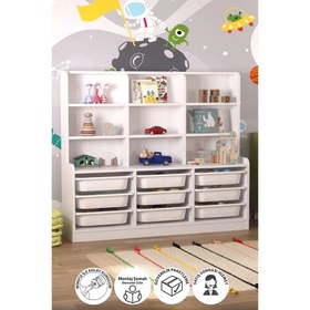 Resim Bofigo Almina 9 Sepetli 9 Raflı Oyuncak Dolabı Beyaz 